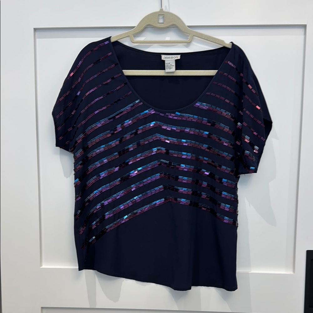 Lands' End Navy Sequin Women's Top
